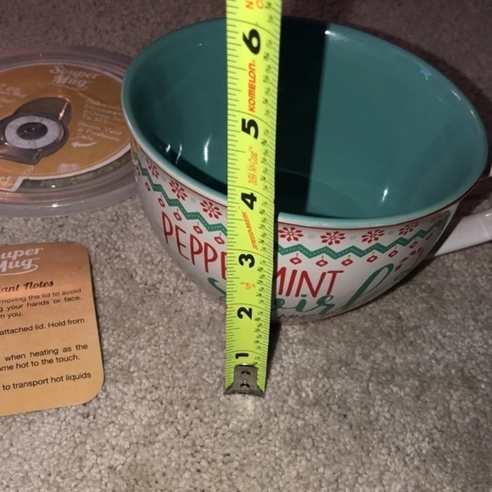 Pier 1 Imports Souper Soup Mug Christmas Peppermint‎ Swirl Cake New